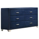 Giya 5pc Queen Bedroom Set | Rich Tufted Dark Blue Velvet Upholstery