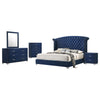 Giya 5pc Queen Bedroom Set | Rich Tufted Dark Blue Velvet Upholstery