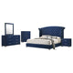 Giya 5pc Queen Bedroom Set | Rich Tufted Dark Blue Velvet Upholstery