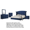 Giya 5pc Queen Bedroom Set | Rich Tufted Dark Blue Velvet Upholstery