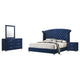 Giya 4pc King Bedroom Set | Classic Tufted Dark Blue Velvet Upholstery