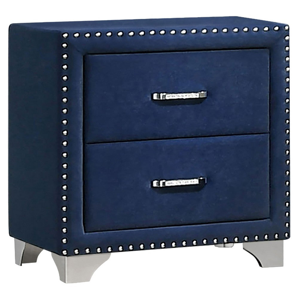 Giya 5pc King Bedroom Set | Classic Tufted Dark Blue Velvet Upholstery