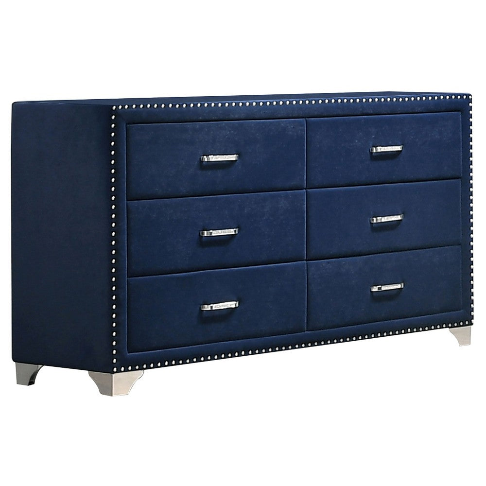 Giya 5pc King Bedroom Set | Classic Tufted Dark Blue Velvet Upholstery