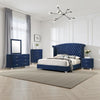 Giya 5pc King Bedroom Set | Classic Tufted Dark Blue Velvet Upholstery
