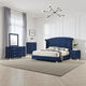 Giya 5pc King Bedroom Set | Classic Tufted Dark Blue Velvet Upholstery