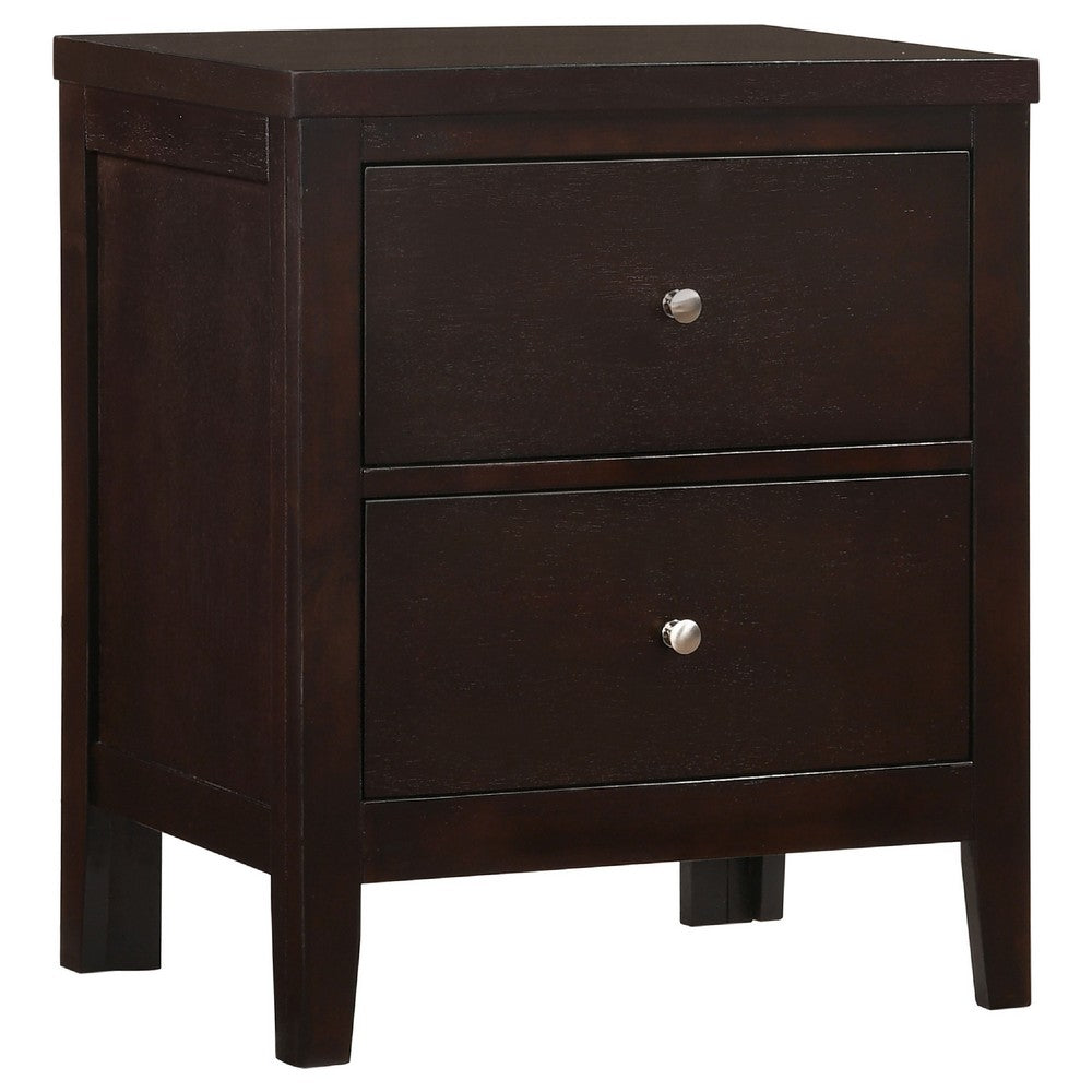 Con 4 Piece Queen Bedroom Set | Black Leather Upholstery | Dark Brown