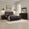 Con 4 Piece Queen Bedroom Set | Black Leather Upholstery | Dark Brown