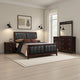 Con 4 Piece Queen Bedroom Set | Black Leather Upholstery | Dark Brown