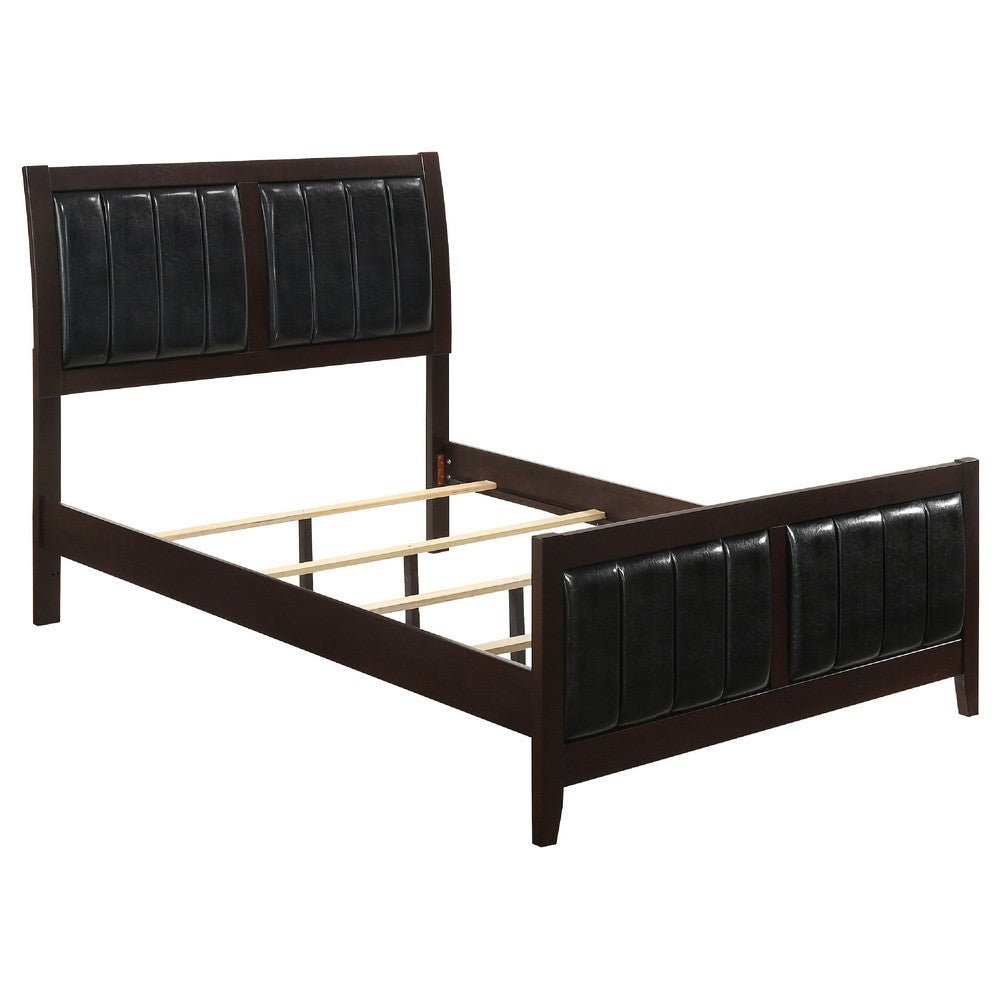 Con 5 Piece Queen Bedroom Set | Black Leather Upholstery | Dark Brown