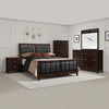 Con 5 Piece Queen Bedroom Set | Black Leather Upholstery | Dark Brown