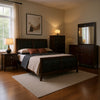 Con 5 Piece Queen Bedroom Set | Black Leather Upholstery | Dark Brown