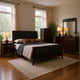 Con 5 Piece Queen Bedroom Set | Black Leather Upholstery | Dark Brown