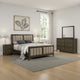 WIly 4pc Queen Bedroom Set | Dark Brown | Beige Upholstery | Nickel