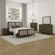 WIly 5pc Queen Bedroom Set | Dark Brown | Beige Upholstery | Nickel