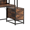 Computer Desk w Hutch | 2 Drawers | Shelves | Brown | Black Metal BM336899