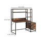 Computer Desk w Hutch | 2 Drawers | Shelves | Brown | Black Metal BM336899
