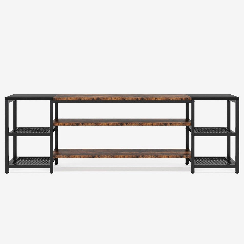 TV Media Entertainment Stand | 3 Tier | Industrial Brown Black 79’’ BM336900