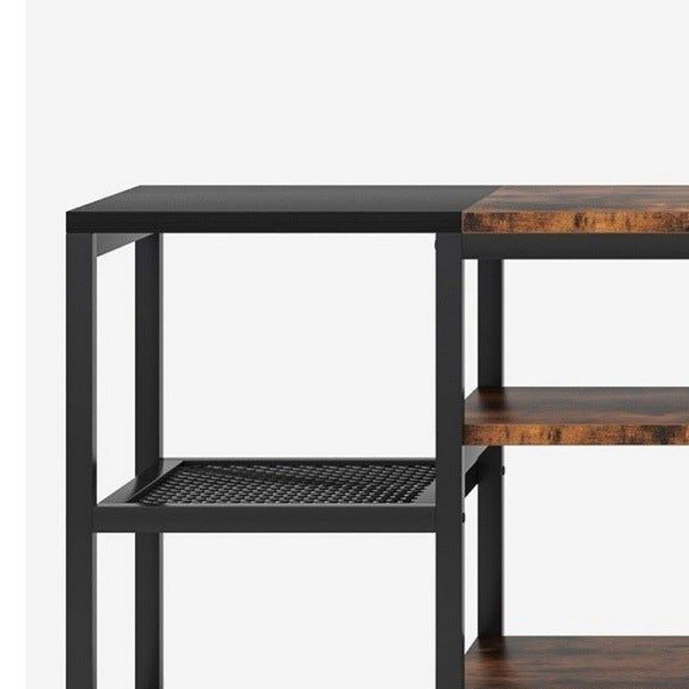 TV Media Entertainment Stand | 3 Tier | Industrial Brown Black 79’’ BM336900