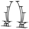 6 Tier Plant Stand Set of 2 w Hooks | Curved Display Shelf | Black BM336901