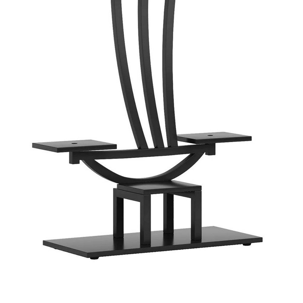 6 Tier Plant Stand Set of 2 w Hooks | Curved Display Shelf | Black BM336901