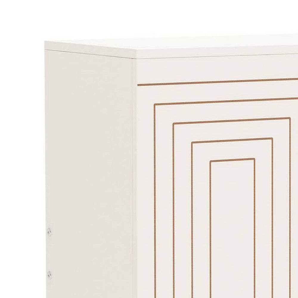 Entryway Shoe Cabinet with 2 Doors | 5 Tier | 37’’ White and Gold BM336902