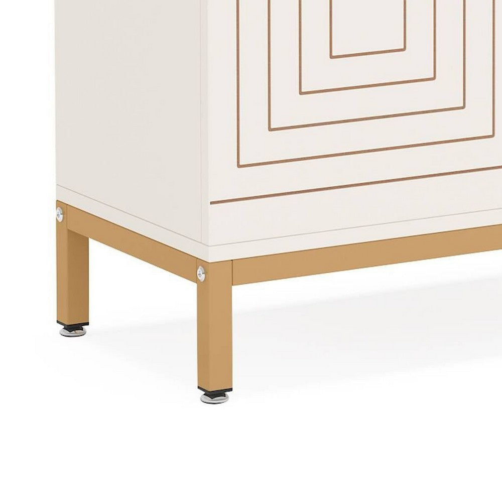 Entryway Shoe Cabinet with 2 Doors | 5 Tier | 37’’ White and Gold BM336902