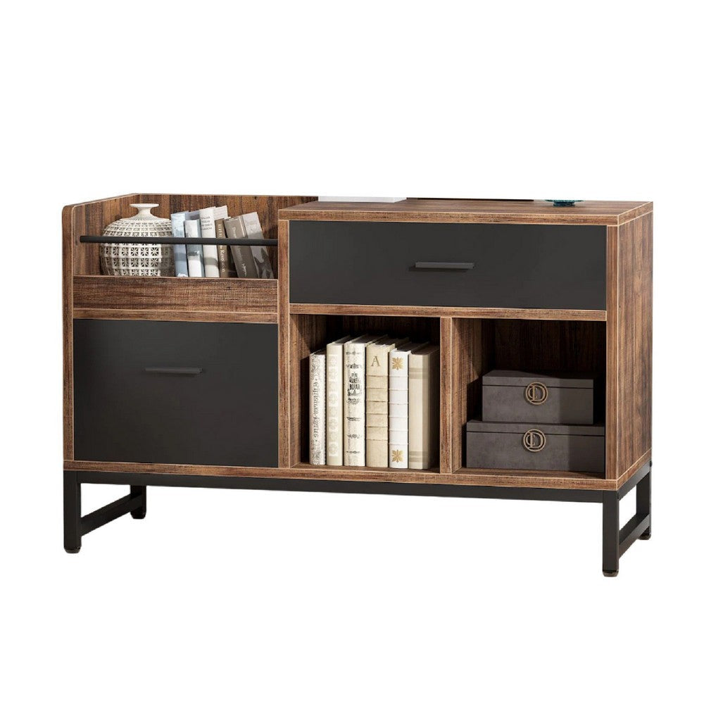 Lateral File Cabinet with 2 Drawers | Rustic Brown Black | 39’’ BM336903