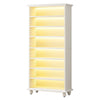 Modern Shoe Cabinet w LED Lights | Bun Feet | 9 Tier White Wood | 69’’ BM336908