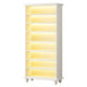 Modern Shoe Cabinet w LED Lights | Bun Feet | 9 Tier White Wood | 69’’ BM336908