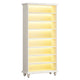 Modern Shoe Cabinet w LED Lights | Bun Feet | 9 Tier White Wood | 69"