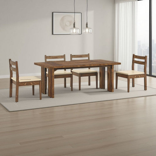 Farmhouse Dining Table | 71" Rustic Brown Rectangular Top | Black