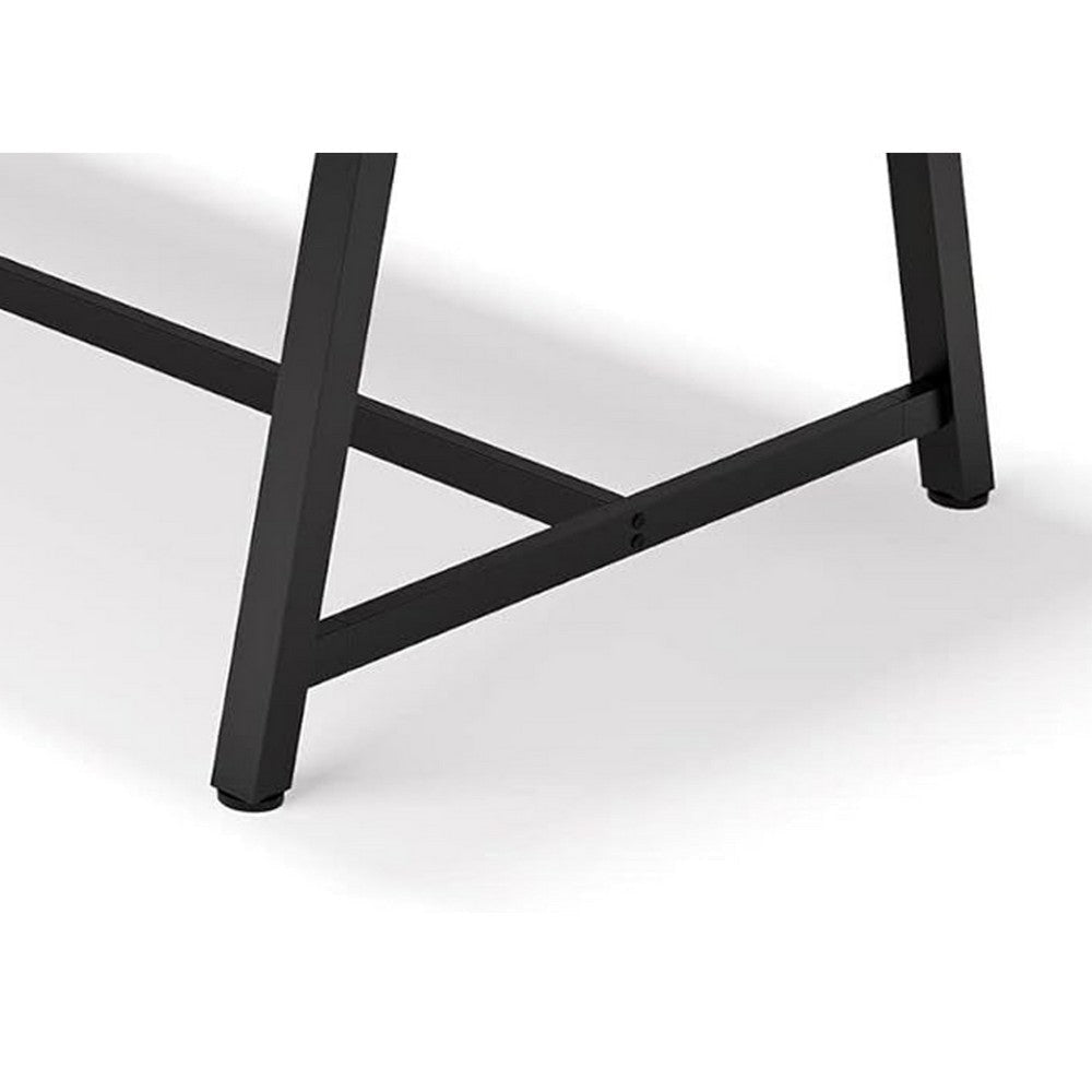 Farmhouse Dining Table | 71’’ Rectangular Gray Black Accent Top BM336910