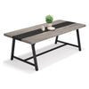 Farmhouse Dining Table | 71" Rectangular Gray Black Accent Top