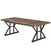 Farmhouse Dining Table | 71’’ Brown Wood Top | Black Metal Base BM336911