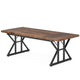Farmhouse Dining Table | 71’’ Brown Wood Top | Black Metal Base BM336911