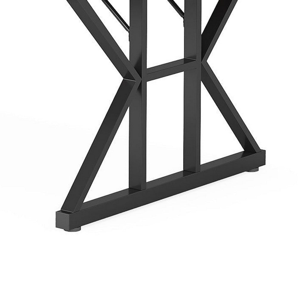 Farmhouse Dining Table | 71’’ Brown Wood Top | Black Metal Base BM336911