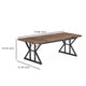 Farmhouse Dining Table | 71’’ Brown Wood Top | Black Metal Base BM336911