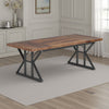 Farmhouse Dining Table | 71" Brown Wood Top | Black Metal Base