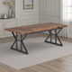 Farmhouse Dining Table | 71" Brown Wood Top | Black Metal Base