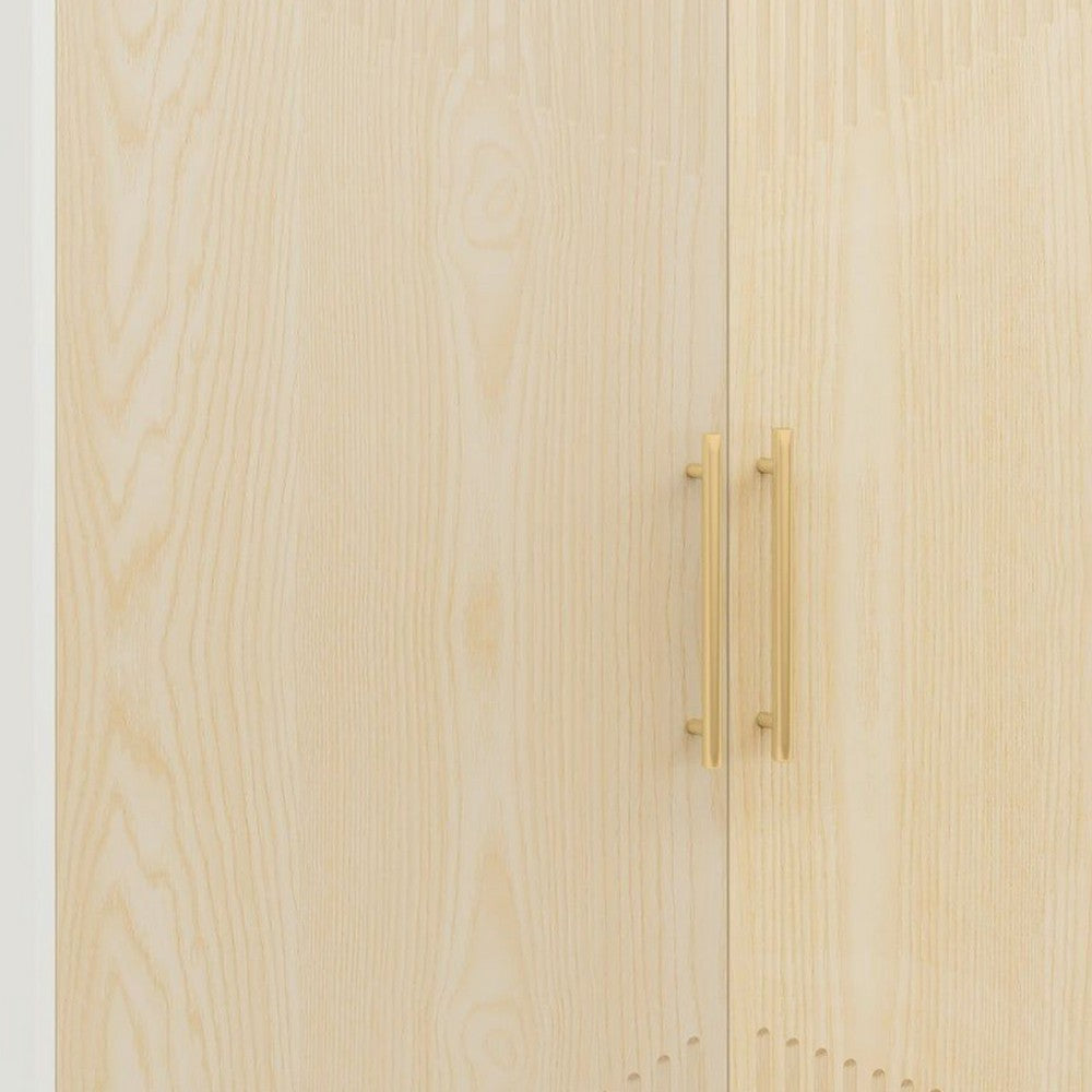 Modern Foyer Shoe Cabinet | 6 Tier Design w 2 Doors | White Brown Wood BM336913