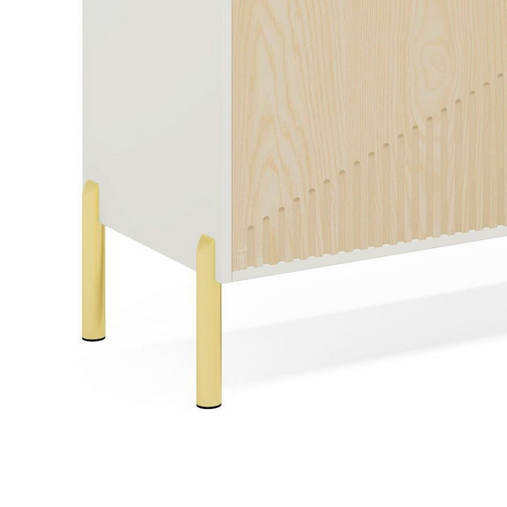 Modern Foyer Shoe Cabinet | 6 Tier Design w 2 Doors | White Brown Wood BM336913