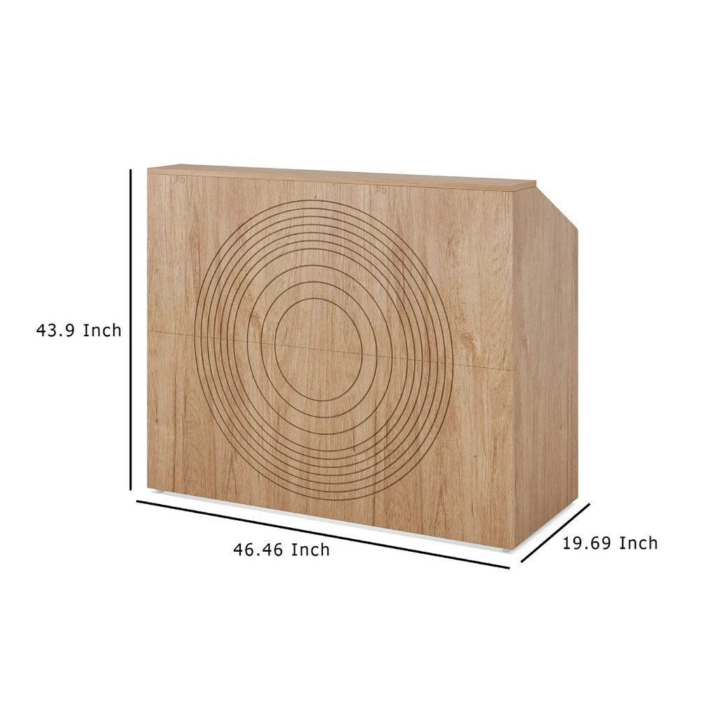 Reception Desk with Open Shelf | 46’’ Round Carved Brown Wood BM336915