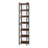 Corner Bookcase | 7 Tier Rustic Brown Wood Shelves | 79’’ Black Metal BM336917