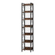 Corner Bookcase | 7 Tier Rustic Brown Wood Shelves | 79’’ Black Metal BM336917