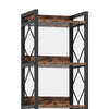 Corner Bookcase | 7 Tier Rustic Brown Wood Shelves | 79’’ Black Metal BM336917
