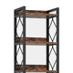 Corner Bookcase | 7 Tier Rustic Brown Wood Shelves | 79’’ Black Metal BM336917