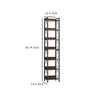 Corner Bookcase | 7 Tier Rustic Brown Wood Shelves | 79’’ Black Metal BM336917