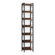 Corner Bookcase | 7 Tier Rustic Brown Wood Shelves | 79" Black Metal