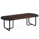 Executive Office Desk | 71" Brown Top w Curved Edges | Black Metal