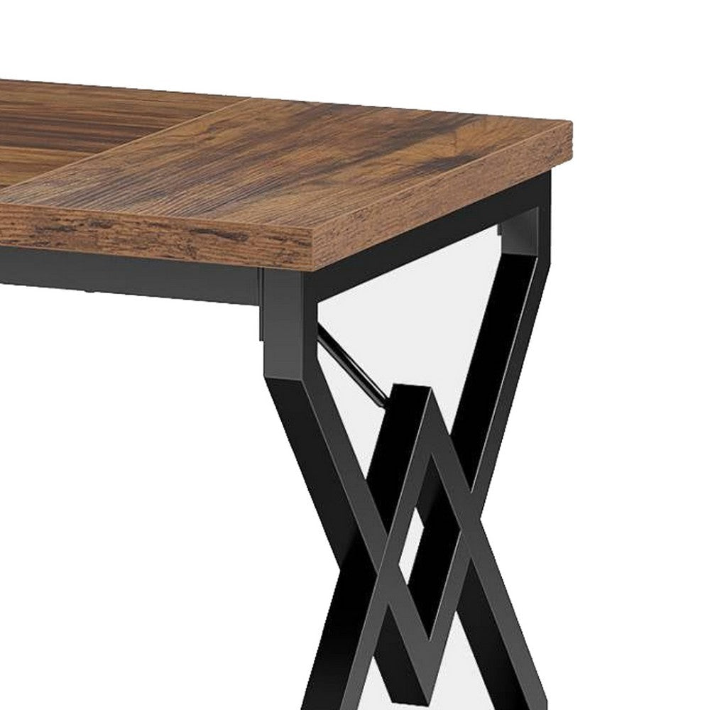 Executive Desk | 63’’ Rustic Wood Top | X Design Black Metal Frame BM336920